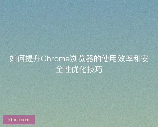如何提升Chrome浏览器的使用效率和安全性优化技巧